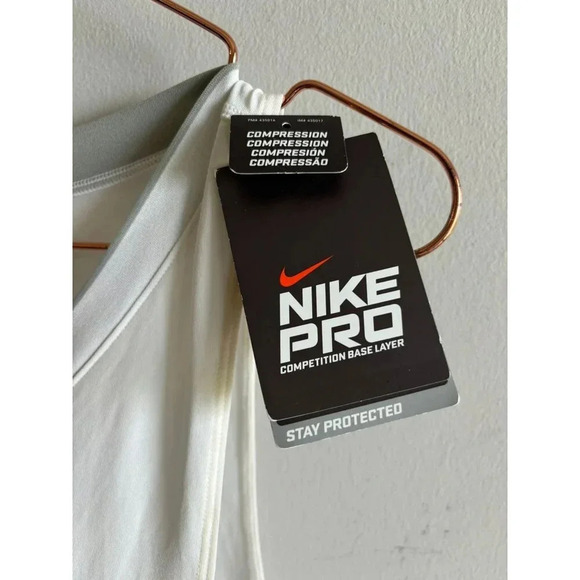 Nike Pro Mens Compression Tank Top Dri-Fit Mesh Sleeveless Shirt White Sz XXLT - Picture 4 of 7